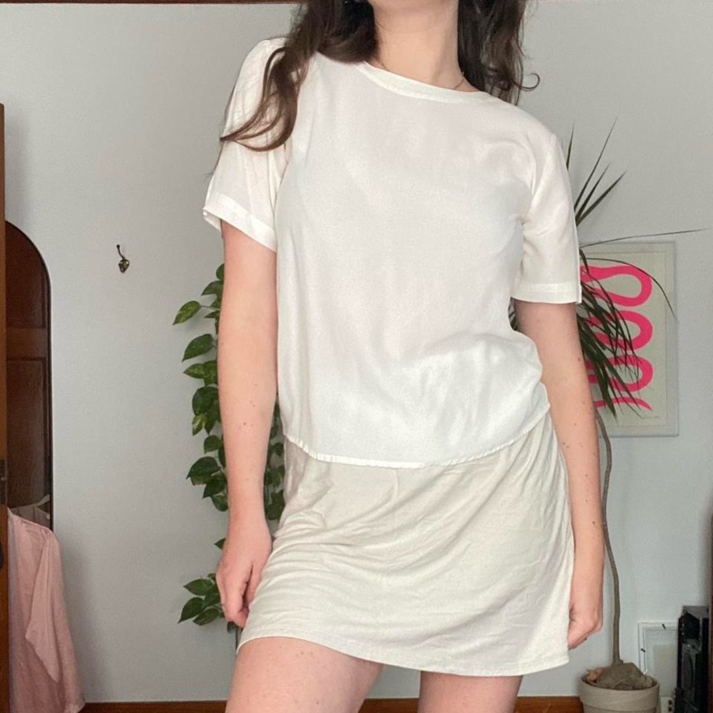Cream silk tee